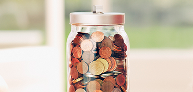 Coins in jar